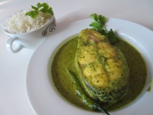 Fish in coriander and coconut curry